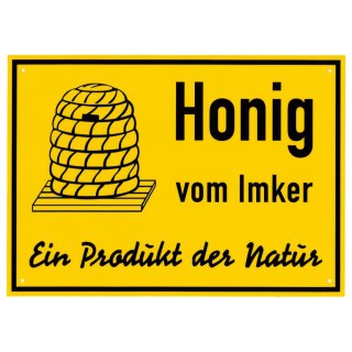 Werbeschild gelb 70 x 50 cm Honig vom Imker