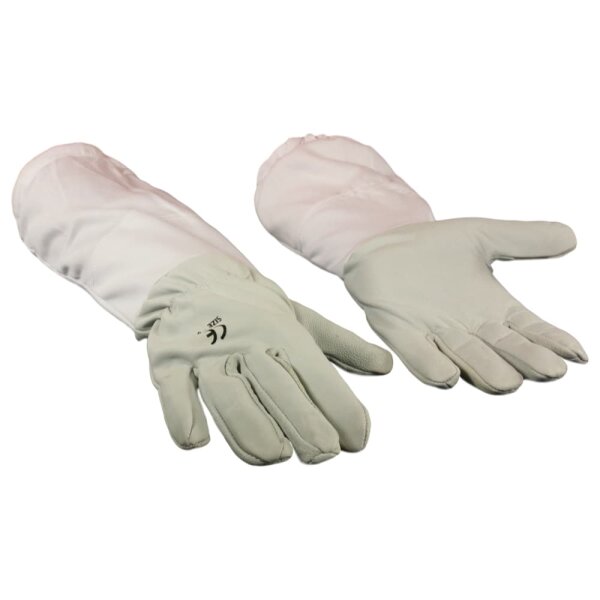 Imkerhandschuhe aus Ziegenleder, weiß
