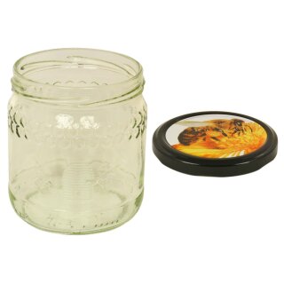 500g ÖIB Honigglas inkl. Deckel schwarzer Rand