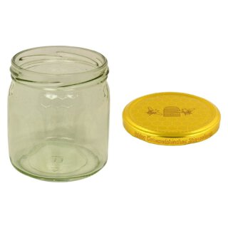 500g Wabendekor Glas verpackt zu 12 Stk inkl. Deckel Bienenkorb