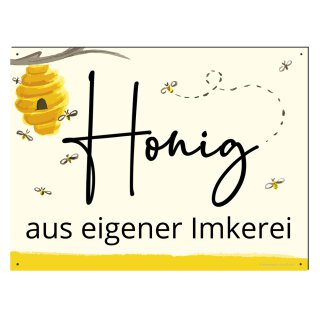 Alu Werbeschild Honig aus eigener Imkerei 40 x 30 cm